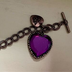 Betsey Johnson Purple Heart Gemstone Bracelet
